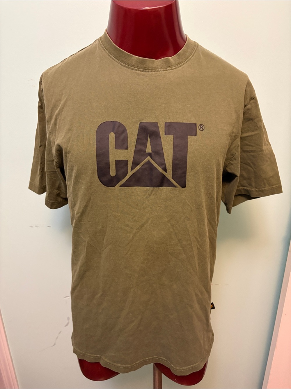 CAT Short Sleeve Logo Tee in Olive Green